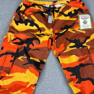 Rothco Camo Paratrooper Pants Womens Small Orange Black Fatigues ID Tag 32 x 29